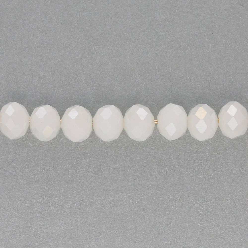 Rondellen aus facettiertem Glas 8x6 mm - White - PerlineBeads