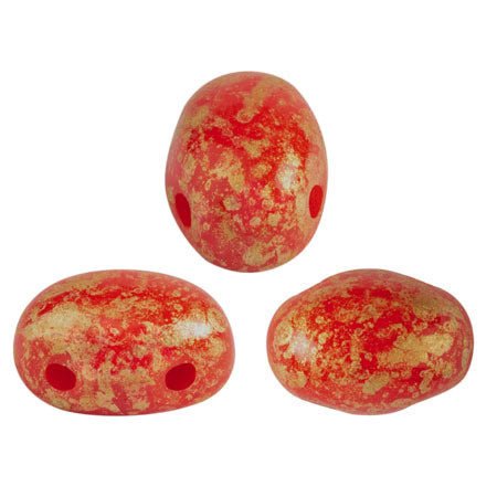 Samos® par Puca® - Opaque Coral Red Splash - PerlineBeads