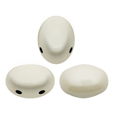 Samos® par Puca® - Opaque White Ceramic Look - PerlineBeads