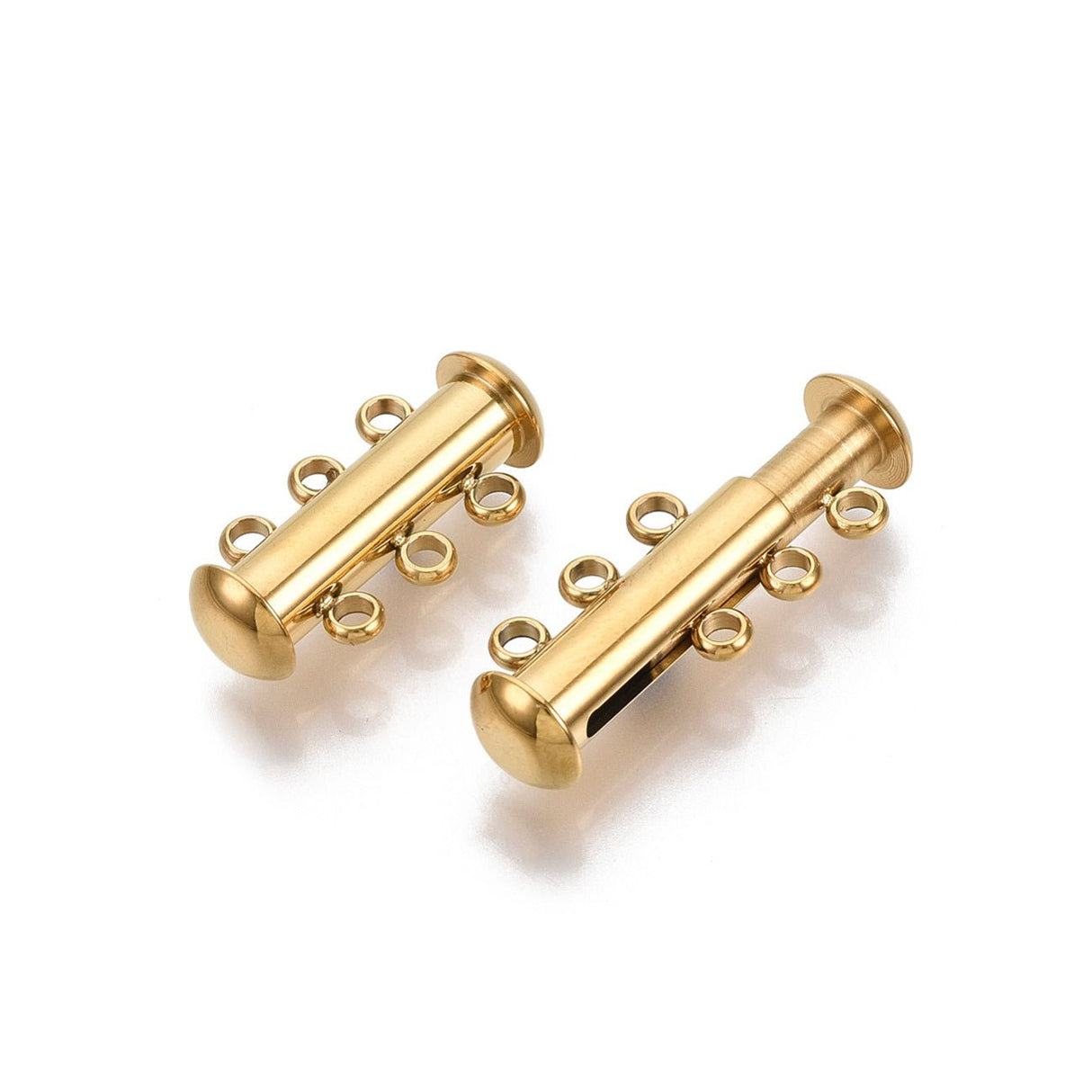 Schiebeverschluss für 3 Stränge - Edelstahl – Farbe Gold - PerlineBeads