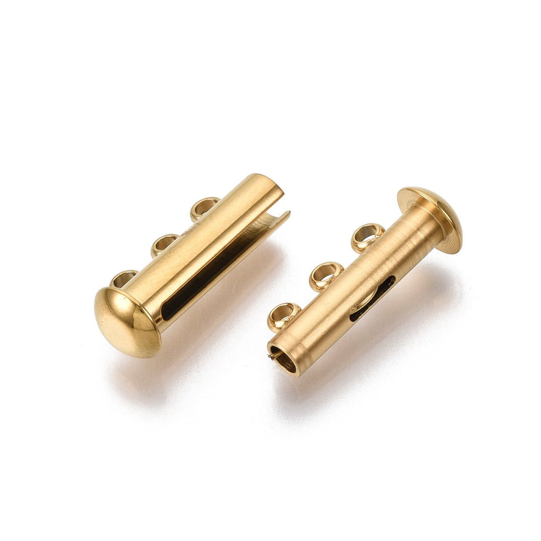 Schiebeverschluss für 3 Stränge - Edelstahl – Farbe Gold - PerlineBeads
