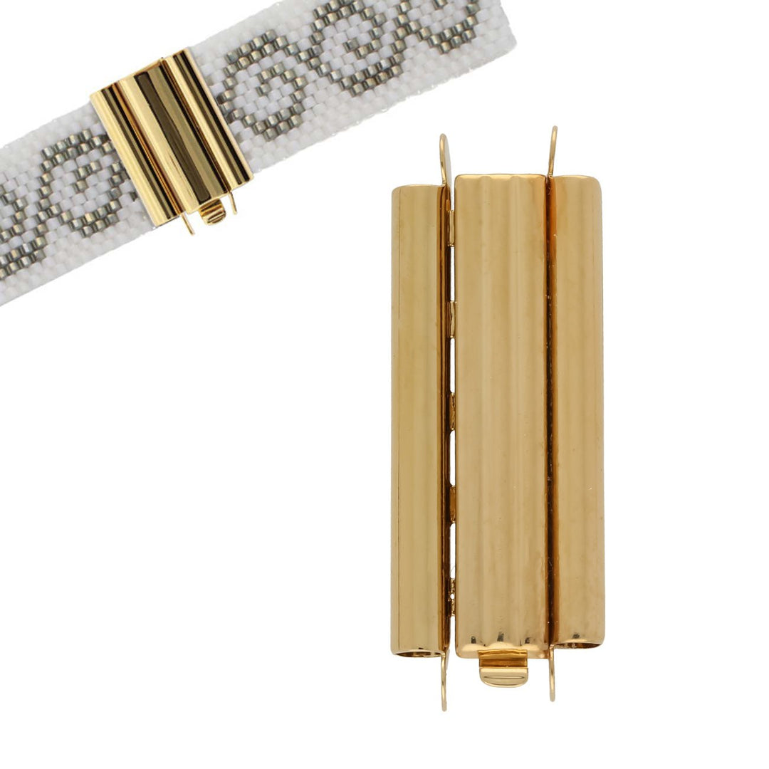 Schmuckverschluss Beadslide Bar Design 10x29 mm - vergoldet - PerlineBeads