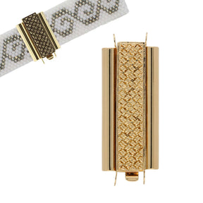 Schmuckverschluss Beadslide Cross Hatch 10x29 mm - vergoldet - PerlineBeads