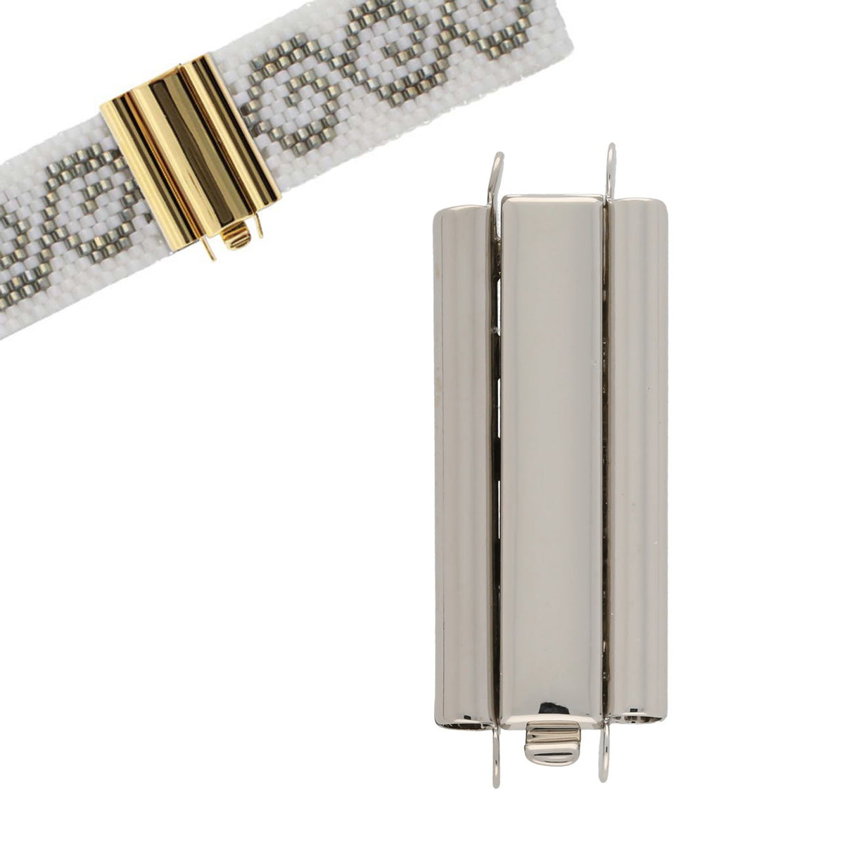 Schmuckverschluss Beadslide Smooth Plain Design 10x29 mm - versilbert - PerlineBeads