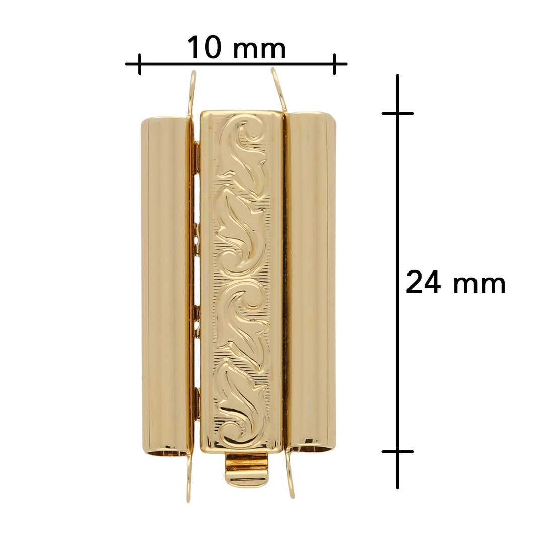 Schmuckverschluss Beadslide Swirl Design 10x24 mm - vergoldet - PerlineBeads