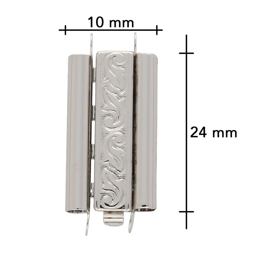 Schmuckverschluss Beadslide Swirl Design 10x24 mm - versilbert - PerlineBeads
