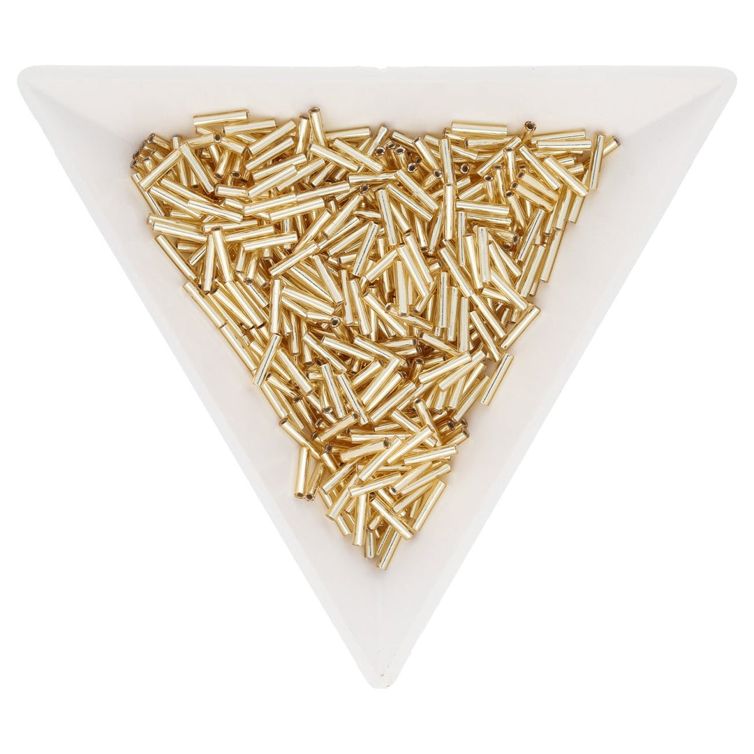 Slender Bugle 6 mm – Silver Lined Gold - PerlineBeads
