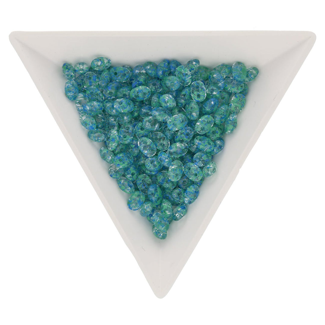 SuperDuo 2,5 x 5 mm- Confetti Splash - Blue Green - PerlineBeads