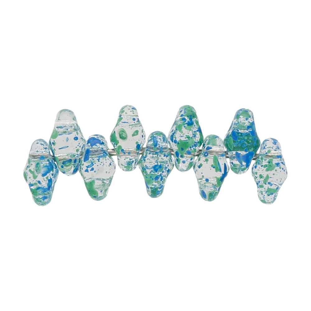 SuperDuo 2,5 x 5 mm- Confetti Splash - Blue Green - PerlineBeads
