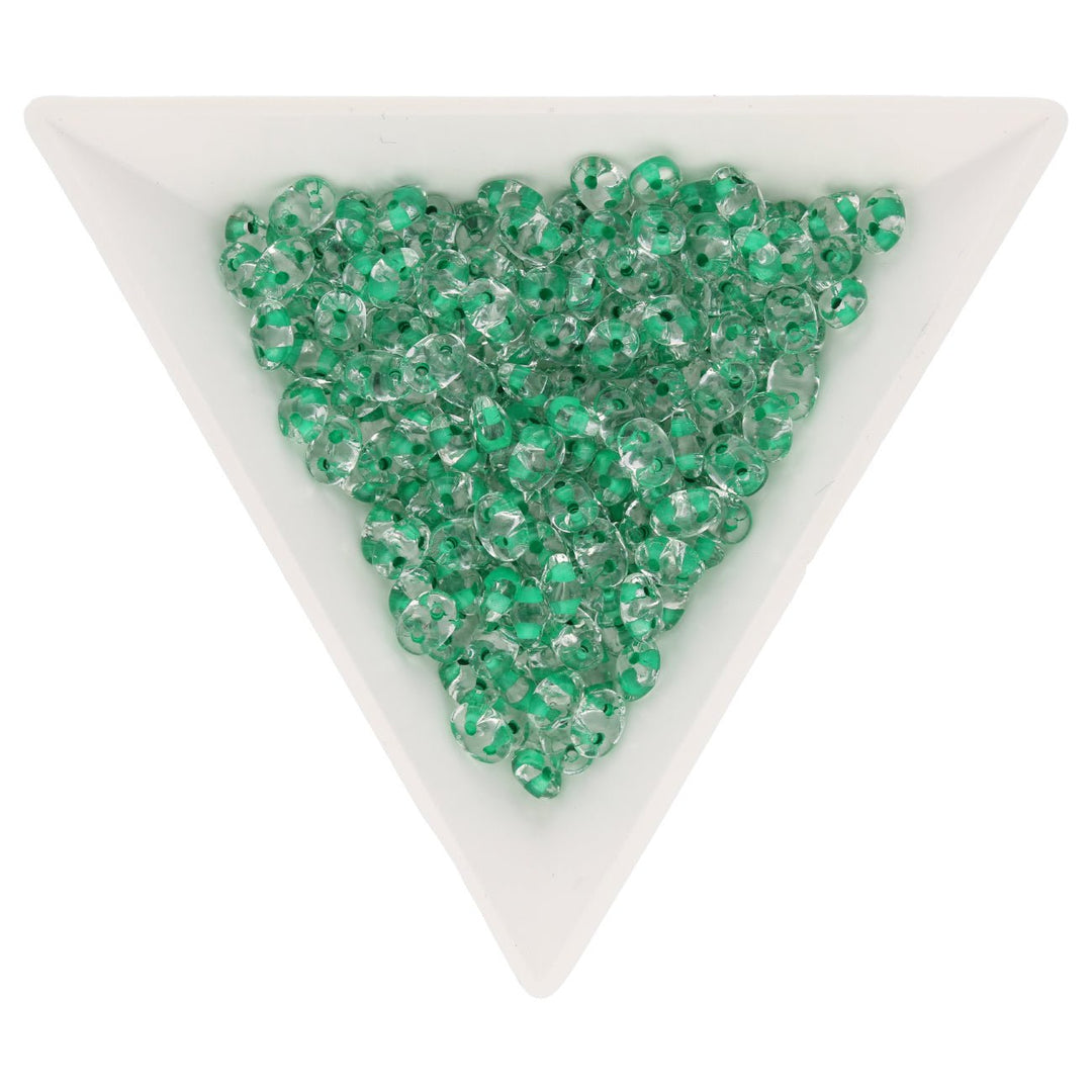 SuperDuo 2,5 x 5 mm- Crystal Green Lined - PerlineBeads