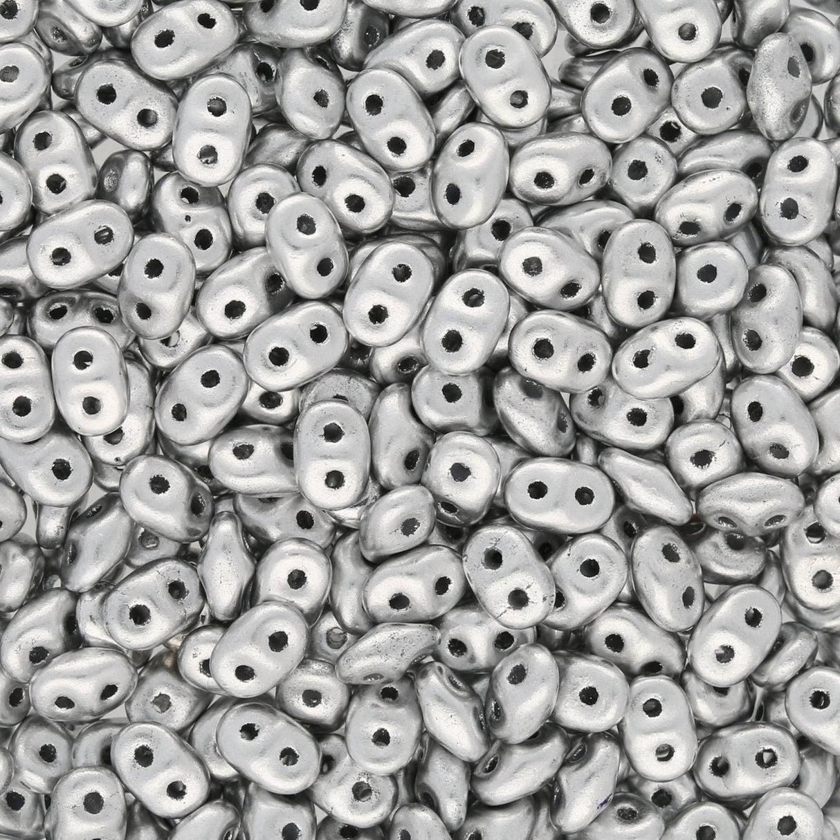 SuperDuo 2,5 x 5 mm - Matte - Metallic Silver - PerlineBeads
