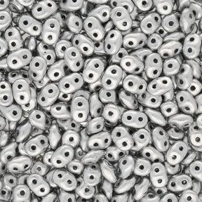 SuperDuo 2,5 x 5 mm - Matte - Metallic Silver - PerlineBeads