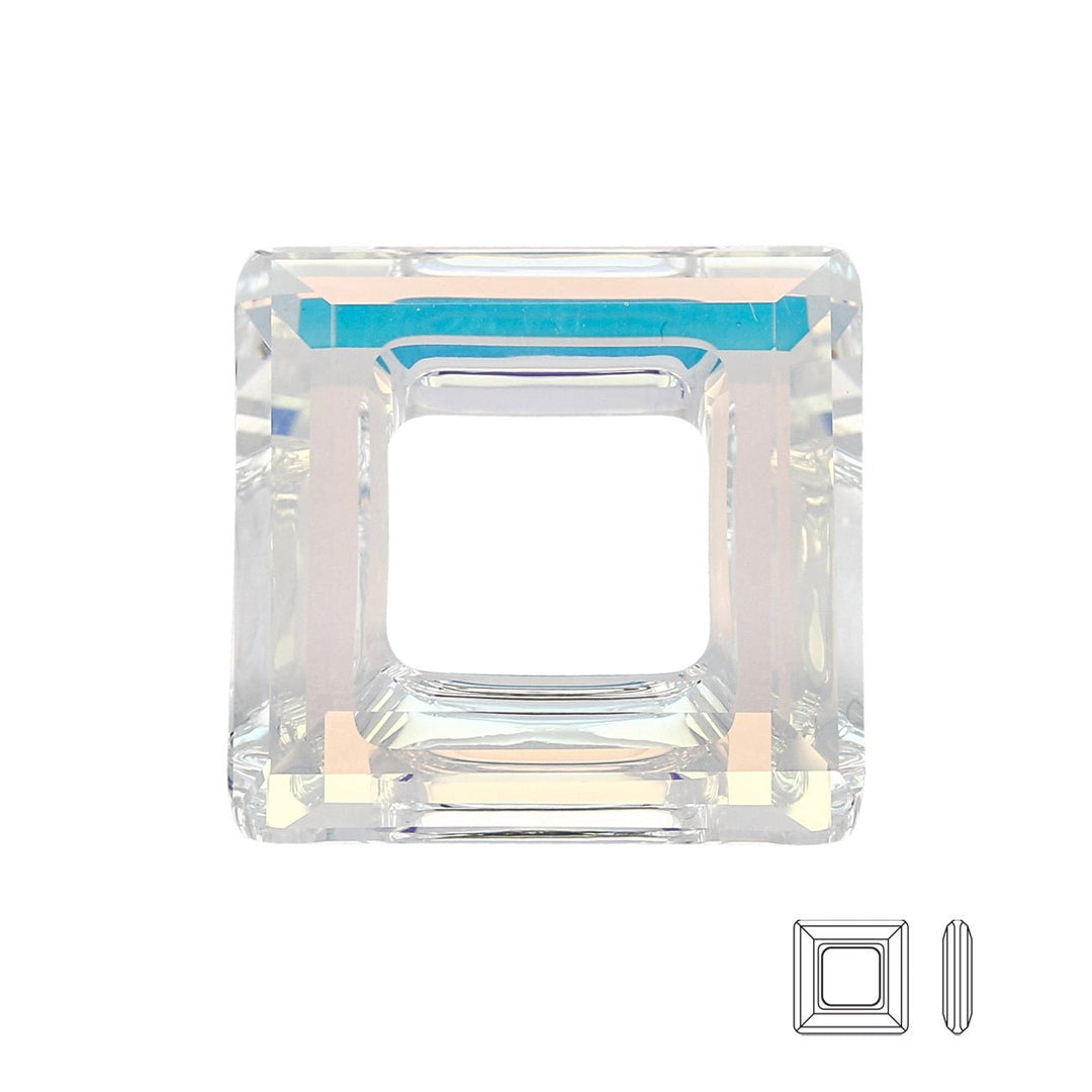 Swarovski Square Ring Fancy Stone 20 mm – Crystal AB - PerlineBeads