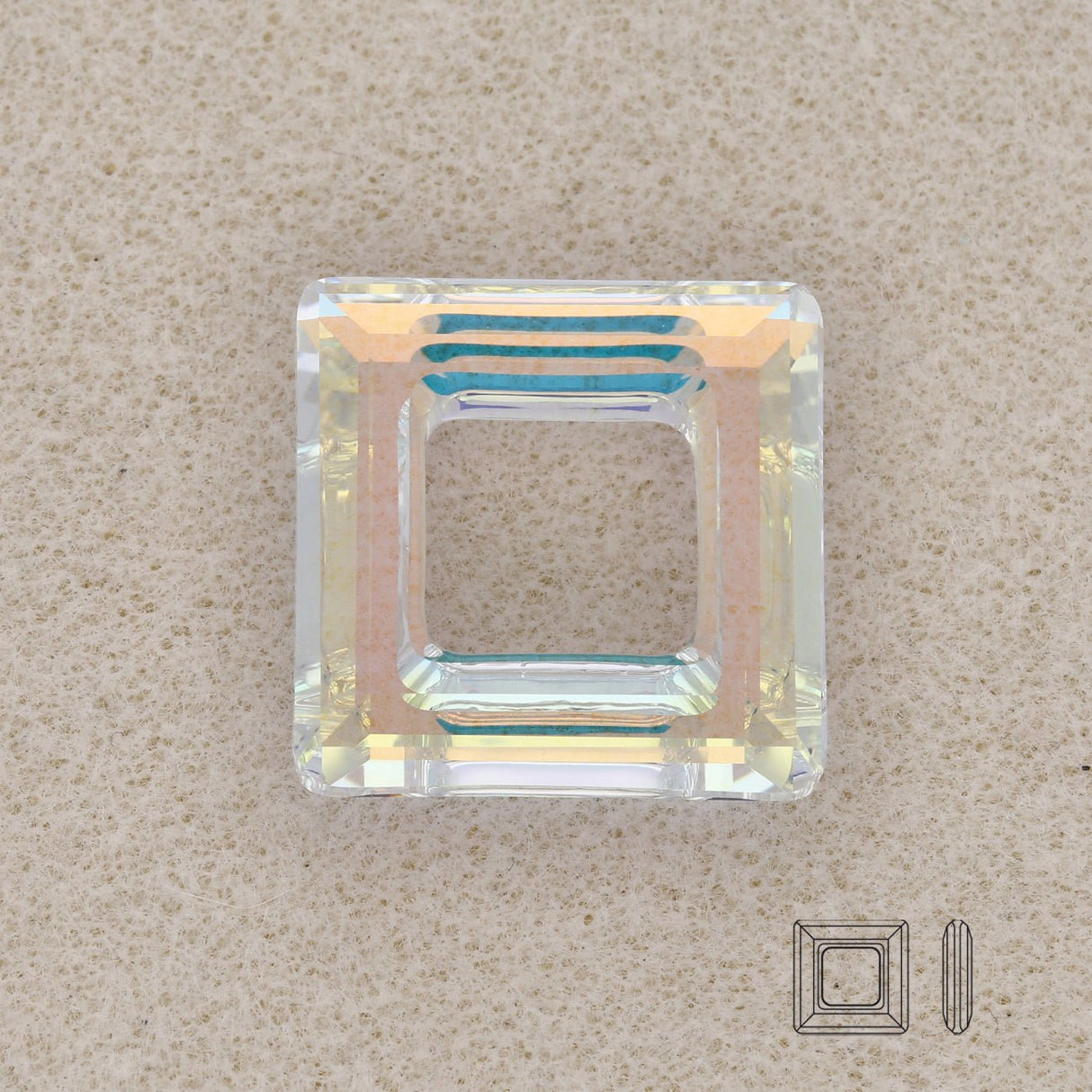 Swarovski Square Ring Fancy Stone 20 mm – Crystal AB - PerlineBeads