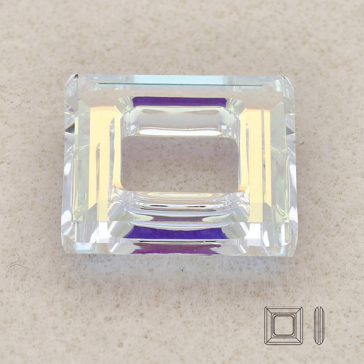 Swarovski Square Ring Fancy Stone 20 mm – Crystal AB - PerlineBeads