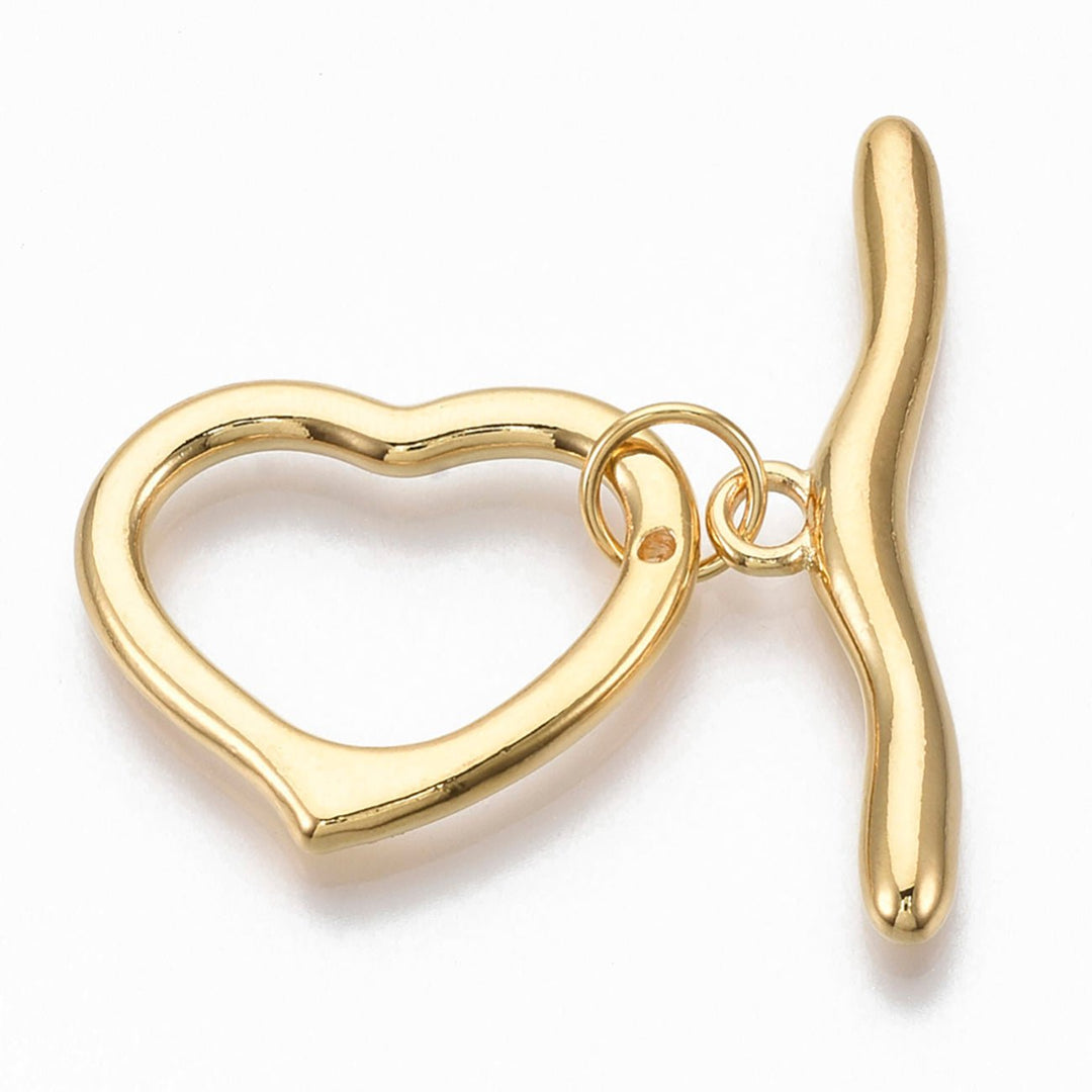 T-Bar-Verschluss Herzform - Gold - PerlineBeads