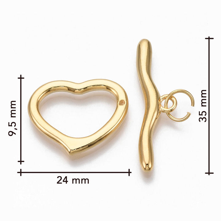 T-Bar-Verschluss Herzform - Gold - PerlineBeads