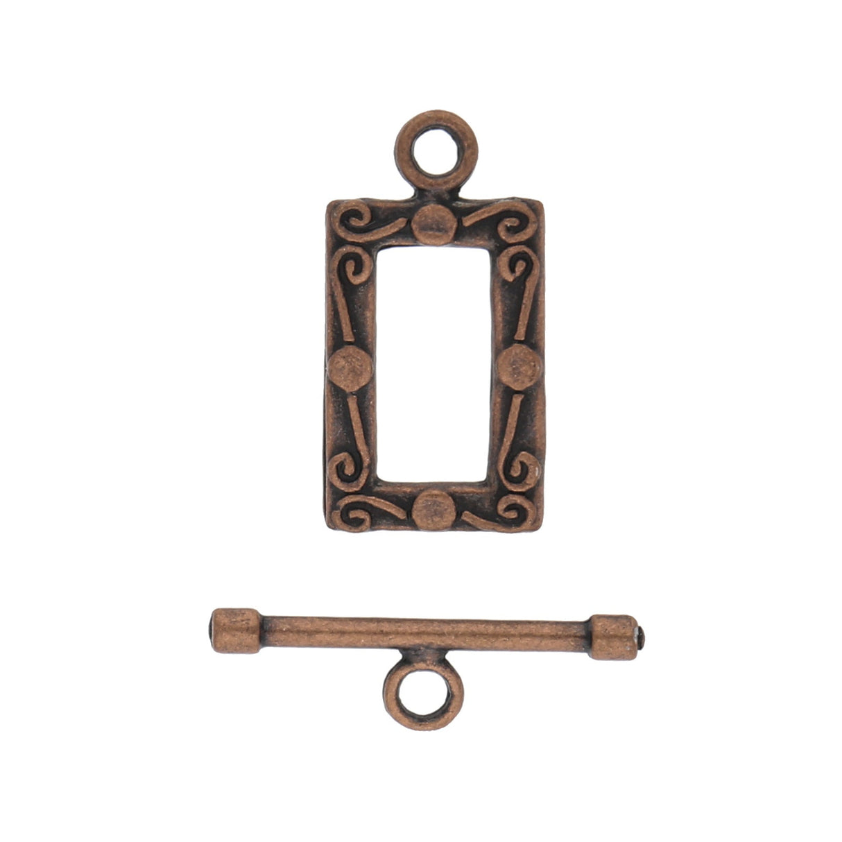 T-Bar-Verschluss rechteckig - Kupfer - PerlineBeads