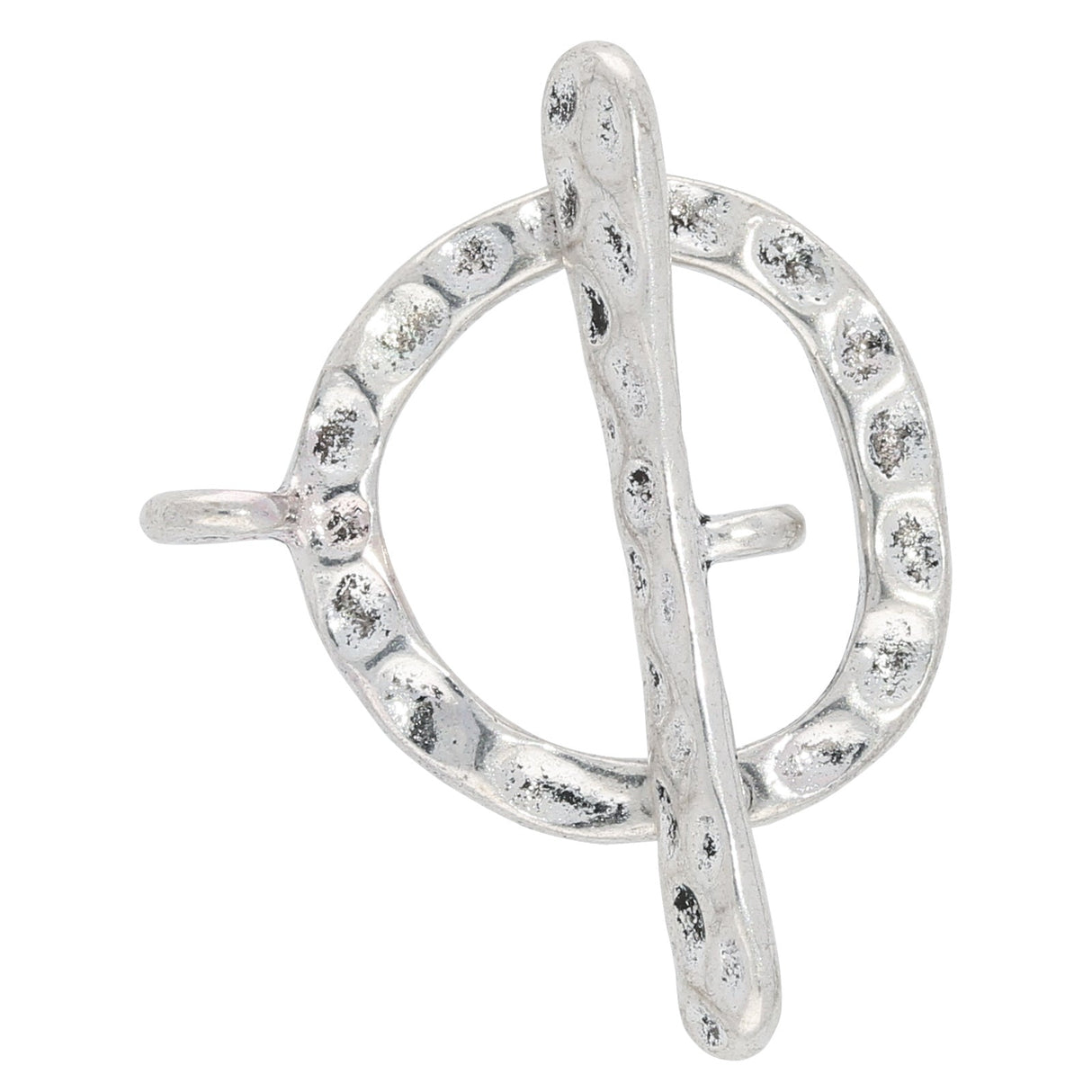 T-Bar-Verschluss rund gehämmerte Oberfläche – Silber Antik - PerlineBeads