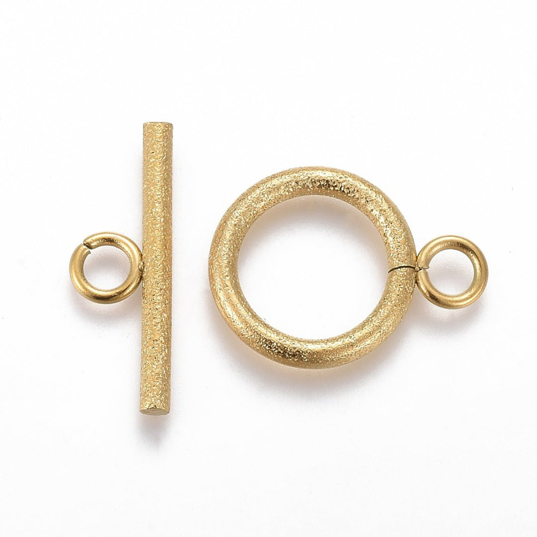 T-Bar-Verschluss rund strukturiert - Edelstahl - Farbe Gold - PerlineBeads