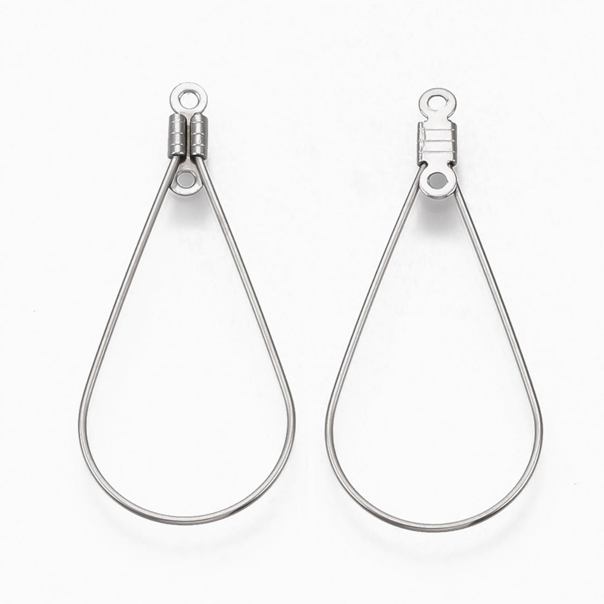 Tropfenförmige Ohrringe aus Edelstahl - 38 mm - Farbe Stahl - PerlineBeads