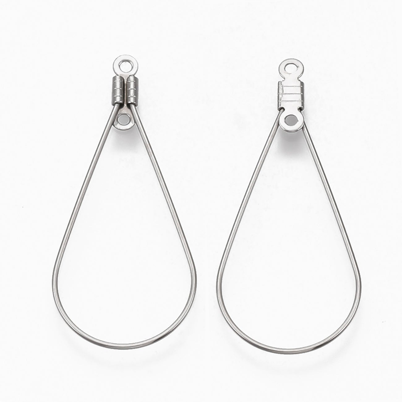 Tropfenförmige Ohrringe aus Edelstahl - 38 mm - Farbe Stahl - PerlineBeads