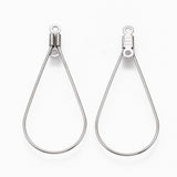 Tropfenförmige Ohrringe aus Edelstahl - 38 mm - Farbe Stahl - PerlineBeads