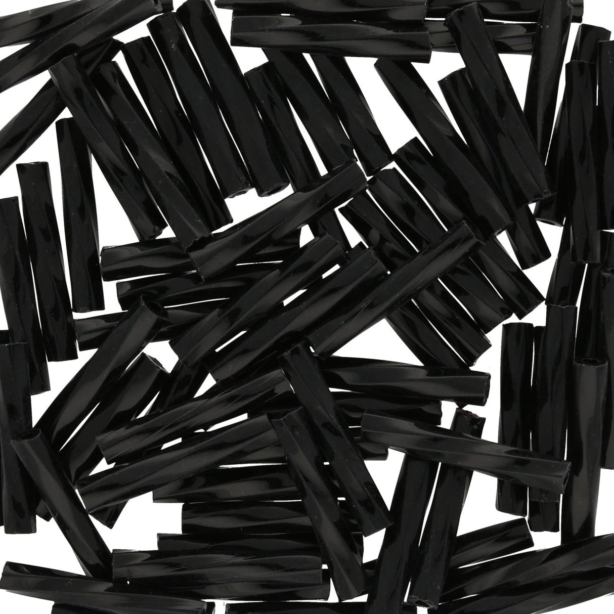 Twisted Bugle Glasperlen 15 mm – Jet - PerlineBeads