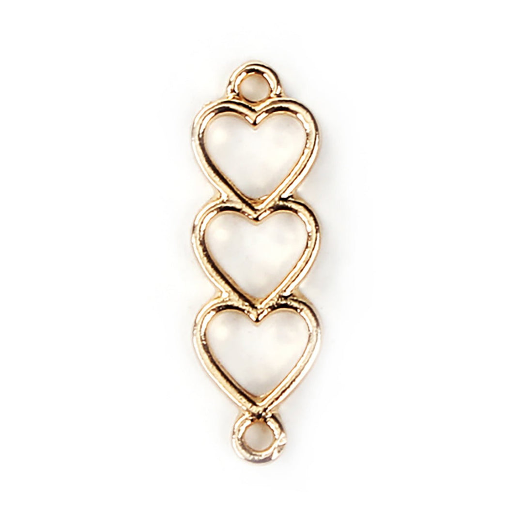 Verbindungselement “3 Hearts” 24 x 8 mm - vergoldet - PerlineBeads