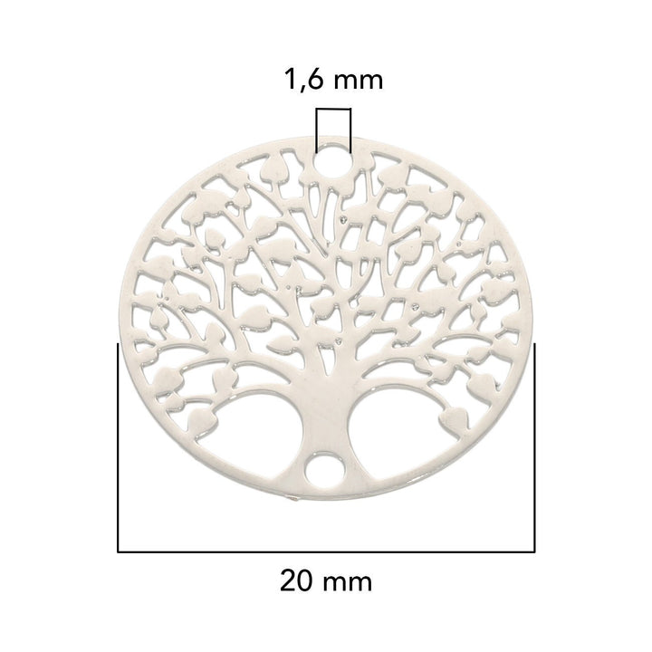 Verbindungselement “Tree of Life” 20 mm - Silberfarbe - PerlineBeads